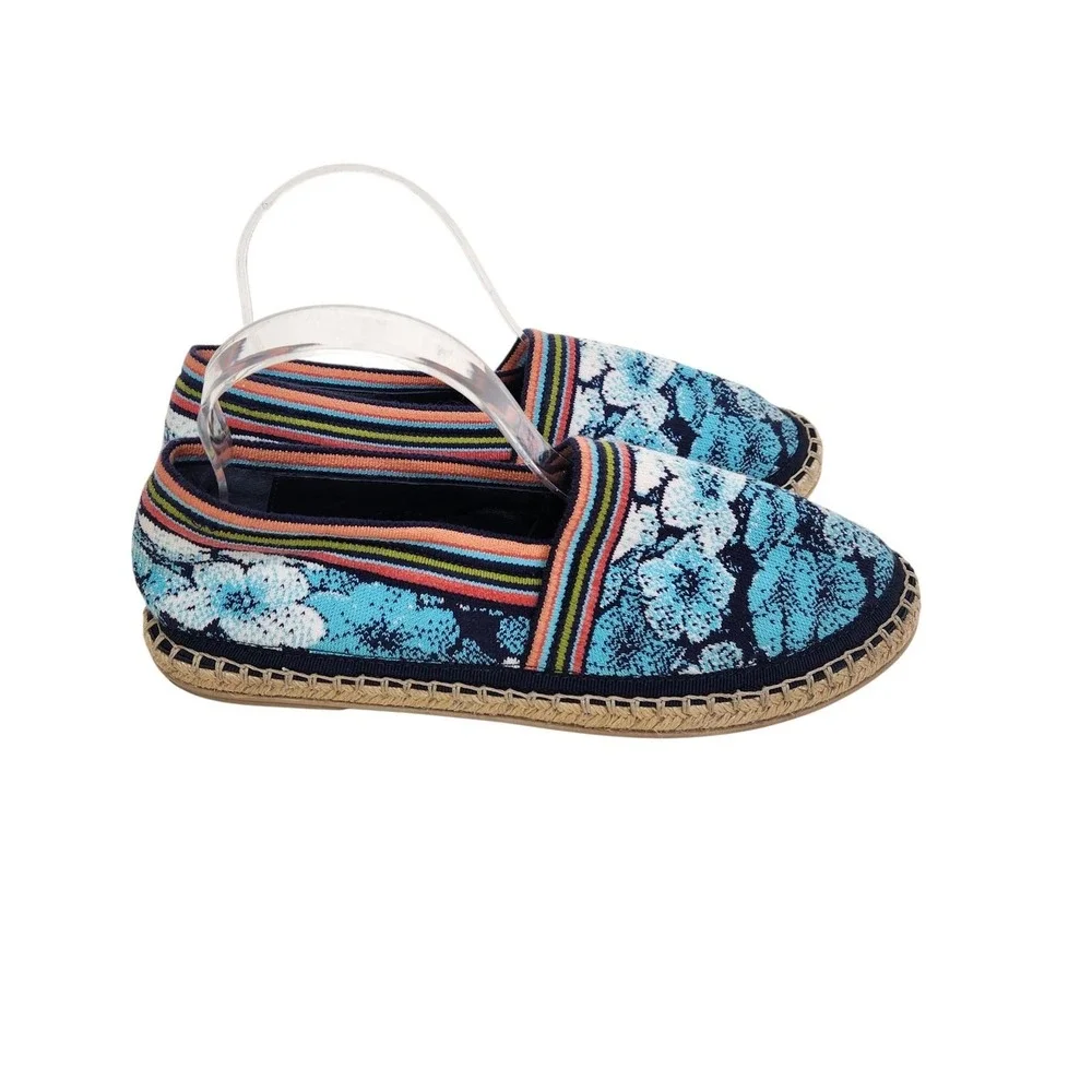Sundance Ivko Woman Shoes Womens 9.5 40‎ Blue Floral Knit Espadrille Slip On